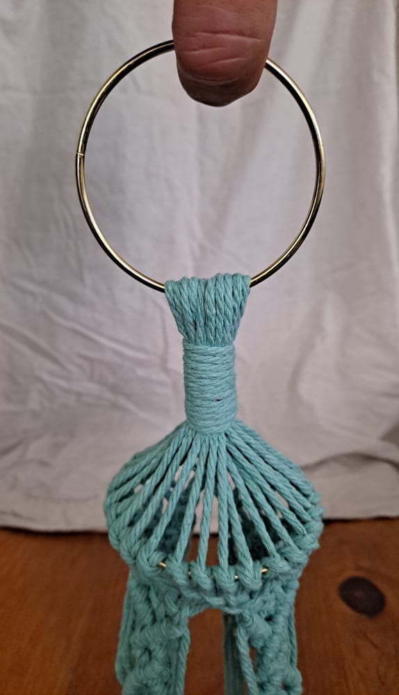 Teal Macrame Hanger For 6 Inch Container