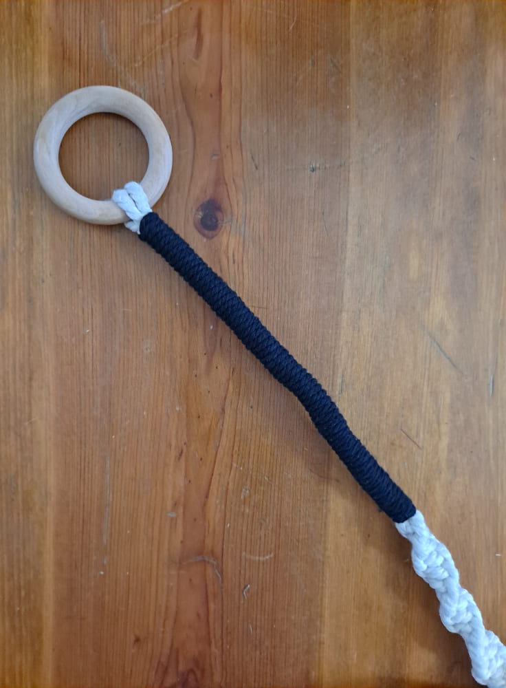 Natural Macrame and Brass Hoop Plant Hanger For 6 Inch Container